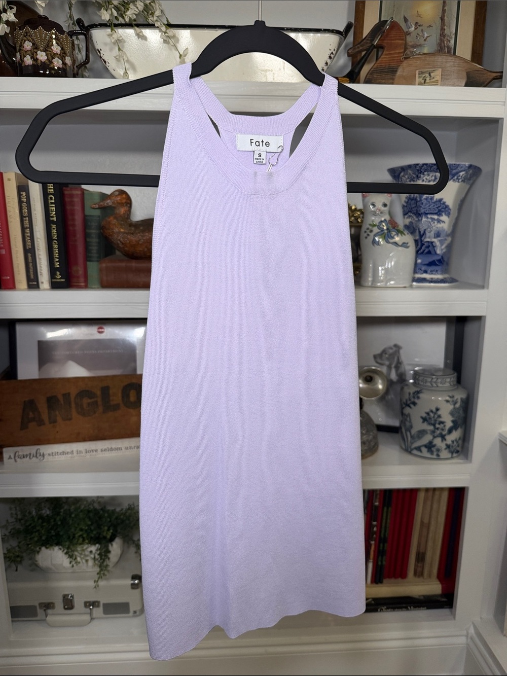 Fate Pastel Lavender Ribbed Halter Dress